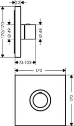 Смеситель Axor ShowerSelect 36718000 Highflow для душа, встраиваемый в стену, термостат, хром