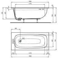 Ванна акриловая Ideal Standard i life 1500х700х450 прямоугольная, без ножек, белая T475701