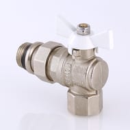 Кран угловой с американкой 1/2"ВН VALTEC BASE белая бабочка, с доп. уплотнением, VT.228.NRW.04