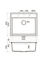����� Omoikiri DAISEN 51 GR (510�510�195) �������, ���������, ���� leningrad grey 4997306