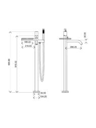 Смеситель Boheme Stick 129-MG для ванны/душа, напольный, с ручным душем, ручка:diamond, золото мат — изображение 2