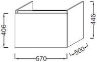 Тумба под умывальник Jacob Delafon PARALLEL EB514-E10 (570х500х446) 1 ящик, квебекский дуб