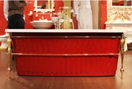 Ванна MIGLIORE OLIVIA 174x83 console белая панель, фурнитура золото 24377