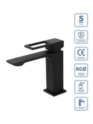 Смеситель на раковину BelBagno LUCE LUC-LVM-NERO однозахватный, с донным клапаном, черный матовый — изображение 2