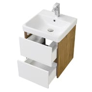 %Тумба под умывальник AQUATON Сканди 45 1A251601SDZ90 432x427x522 2 ящика, белый глянец/дуб рустика