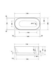 ����� Duravit DuraSenja 1700�800 ���. ������, ��������� ������, �����, ����� 700581000000000