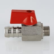Кран дренажный VALTEC 14х1/4"Н со штуцером, красная рукоятка VT.435.N.02