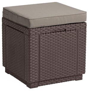 Пуф KETER CUBE WITH CUSHION (42x42х39), коричневый-серо-бежевый
