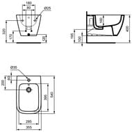 Биде подвесное Ideal Standard i life B 355х540х300 отверстие под смеситель, перелив, белый T461501
