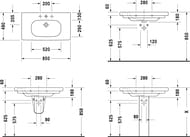 Умывальник DURAVIT D-CODE 850х480х180 1 отв. под смес., перелив 03428500002