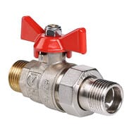 Кран с американкой 3/4"НН VALTEC BASE красная бабочка VT.226.N.05