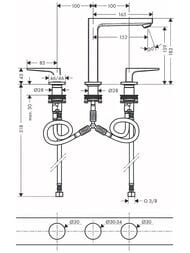 Смеситель Hansgrohe Metropol 32515000 для умывальника на 3 отверстия, донный клапан, хром — изображение 4