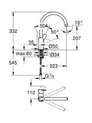 ��������� Grohe BauEdge 31367001 ��� �����, �������������, ���������� �����, ����