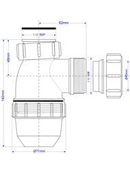 Сифон бутылочный McAlpine MINI (1 1/2"х40мм) с нерегулируемой высотой 142мм MRSK2-NW-MINI