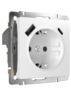 Розетка Werkel с заземлением, шторками и USB тип A+C (белый) W1171701