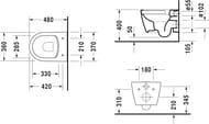 Унитаз подвесной DURAVIT ME by Starck 370х480х350 укороченный, безободковый 2530090000