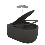 Унитаз подвесной Berges EGO XL 540х360х330 безободковый, сиденье с микролифтом, антрацит мат. 083218