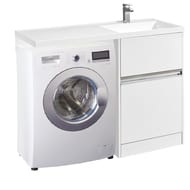 Тумба под раковину AQUATON Лондри 60 1A235901LH010 570x496x860 для стиральной машины, 2 ящика, белый глянец