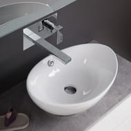 Раковина накладная BelBagno (600х370х190) овальная, без отверстия под смеситель, белая BB1087