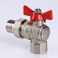 Кран угловой с американкой 1"ВН VALTEC BASE красная бабочка VT.228.N.06