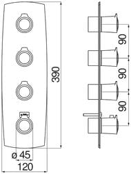 Смеситель NOBILI SOFI встраиваемый, термостат, на 3 потребителя, внешняя часть, хром SI98103CR — изображение 3