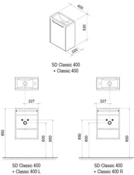Тумба под умывальник RAVAK SD-400 Classic (400x220x500) без дверцы, белая