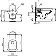 Унитаз подвесной Ideal Standard i life A 355х540х335 безободковый, с функцией биде, белый T481801
