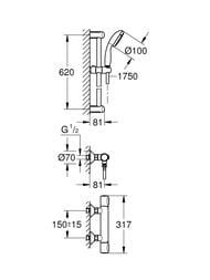 ��������� ��� ���� GROHE Grohtherm 500 ���������, ������� ��������, 1 �����, ���� 34796000