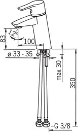 ORAS CUBISTA 2810(F) Смеситель для умывальника, короткий фиксированный излив