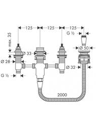 Hansgrohe Скрытая часть смесителя на борт ванны на 4 отверстия 13244180 — изображение 2