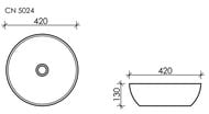 Раковина накладная Ceramicanova Element 420х420х130 круглая, без перелива, цвет: белый CN5024