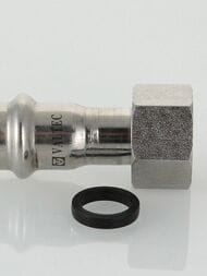 Пресс соединитель VALTEC 15х1/2"В, с накидной гайкой, нерж. сталь, VTi.908.I.001504