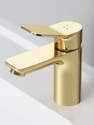 Смеситель AM.PM X-Joy F85A02199 100 мм, для умывальника, однозахватный, фиксированный излив, золот — изображение 6