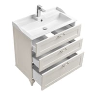 Тумба под раковину AQUATON Леон 65 Н 1A194601LBPS0 650x447x734 напольная, 3 ящика, дуб белый