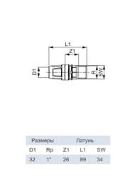 Соединение прямое TECElogo 32 х 1"Н, с ниппелем, латунь 8710116