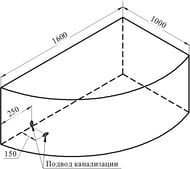 Ванна акриловая Радомир МОДЕРНА (1600х1000) правая, белая, с каркасом 2-01-0-2-1-214