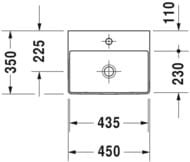 Рукомойник Duravit DuraSquare 450х350 отверстие под смеситель, без перелива 0732450041