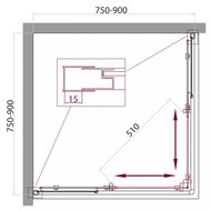 Душевой уголок BelBagno Unique 750-900х750-900х1900 стекло прозр/проф.хром UNIQUE-A-2-75/90-C-Cr