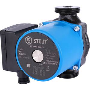 Насос циркуляционный STOUT 25/60-130, с гайками, арт.SPC-0010-2560130