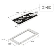 Газовая варочная панель ASKO HG8144BGB1 (1114х48х412) 4 конфорки (1 вок), черное стекло