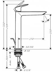 Смеситель Hansgrohe Logis для умывальника, 240 Fine, однозахватный, с д/к черный мат. 71257670 — изображение 4