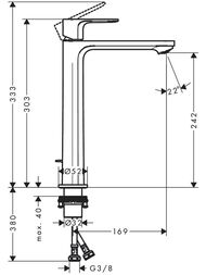 Смеситель для раковины Hansgrohe Rebris S 72590000 однозахватный, излив 242мм, хром — изображение 4