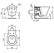 Унитаз подвесной Ideal Standard CONNECT AIR AQUABLADE 360х540х350 крытым креп , мат.черный E0054V3