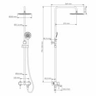 Душевая система WasserKRAFT A14201 однозахватный смеситель, верхний 250мм и ручной душ, цвет:никель