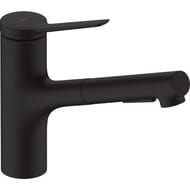 Смеситель Hansgrohe Zesis M33 2jet для кухни 150мм однорычажный, вытяжной душ, мат.черный 74800670