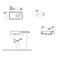 Раковина Kerasan Cento 353701R*1 250х450мм,подвесная, с отверстием под смеситель справа, белый