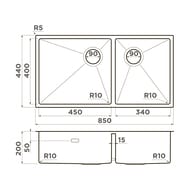����� Omoikiri TAKI 85-2-LB-U/IF-IN Side (850�440�200) ������. ������, 2 ����, ����. ����� 4997037