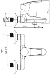 Набор смесителей Paini Atomix (смеситель для ванны, раковины, душевой комплект) D1CR111ZKM+D1CR205GKM+50CR124/P20