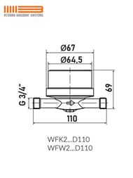 ������� Itelma ��� �������� ���� DN15 L=110, 1,5�3/�, ��� ��������, WFK 20.D110-0-R-L-0-IP54