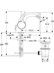 ��������� ��� ���� Ideal Standard MELANGE A4268AA ����� 113�� � ��������� �� �������, �/�, �/� 3/8"